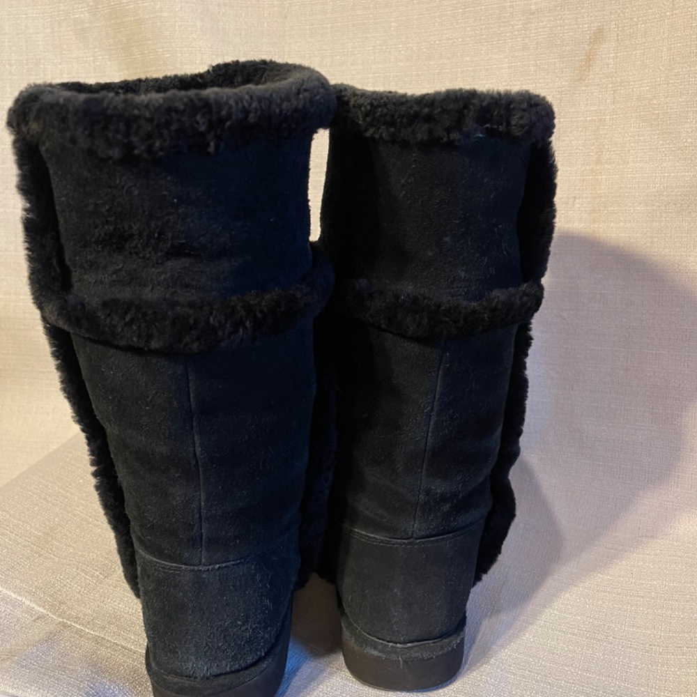 Michael Kors black suede heeled wedge boots - Picture 5 of 6